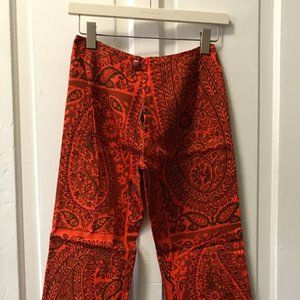 Vintage Paisley Print Bell Bottom Pants